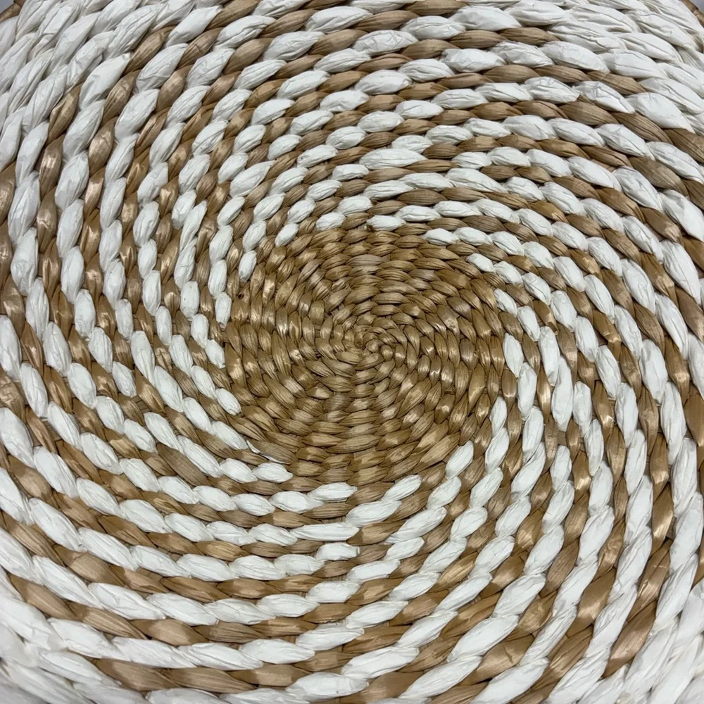 Woven Decorative Basket Wall Decor White & Tan Neutral Wicker Bowl